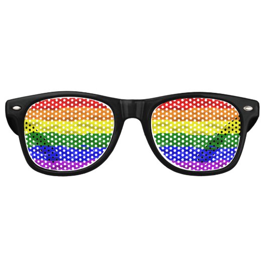 SlipperyJoe's regenboog trots kleuren glanzende vl Retro Zonnebril (Voorkant)