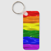 SlipperyJoe's regenboog trots kleuren glanzende vl Sleutelhanger (Voorkant)
