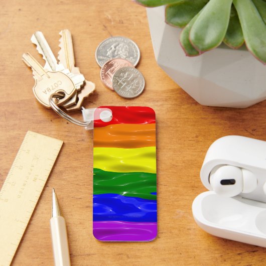 SlipperyJoe's regenboog trots kleuren glanzende vl Sleutelhanger (Bureau)