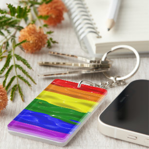 SlipperyJoe's regenboog trots kleuren glanzende vl Sleutelhanger