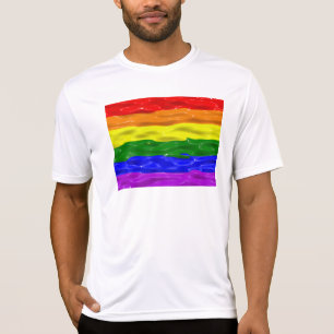 SlipperyJoe's regenboog trots kleuren glanzende vl T-shirt