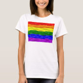 SlipperyJoe's regenboog trots kleuren glanzende vl T-shirt (Voorkant)