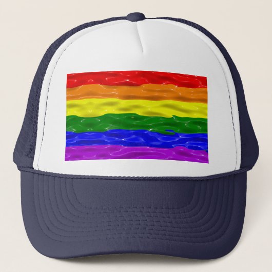 SlipperyJoe's regenboog trots kleuren glanzende vl Trucker Pet (Voorkant)