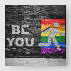 SlipperyJoe's regenboog trots kleurenpaneel stadss Vierkante Klok