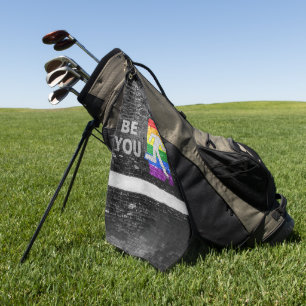 SlipperyJoe's regenboog trots kleurenpaneel stedel Golfhanddoek