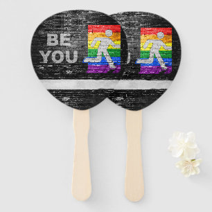 SlipperyJoe's regenboog trots kleurenpaneel stedel Handwaaier