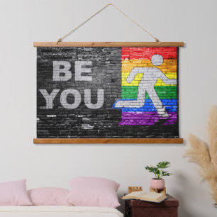 SlipperyJoe's regenboog trots kleurenpaneel stedel Hangend Wandkleed