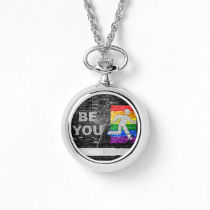 SlipperyJoe's regenboog trots kleurenpaneel stedel Horloge