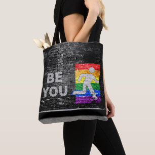 SlipperyJoe's regenboog trots kleurenpaneel stedel Tote Bag