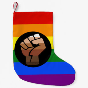 SlipperyJoe's regenboogkleuren gebalde vuist Kleine Kerstsok