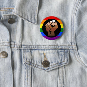 SlipperyJoe's regenboogkleuren gebalde vuist Ronde Button 5,7 Cm