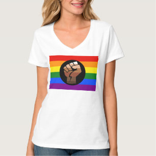 SlipperyJoe's regenboogkleuren gebalde vuist T-shirt
