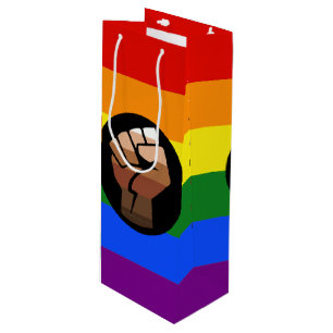 SlipperyJoe's regenboogkleuren gebalde vuist Wijn Cadeautas