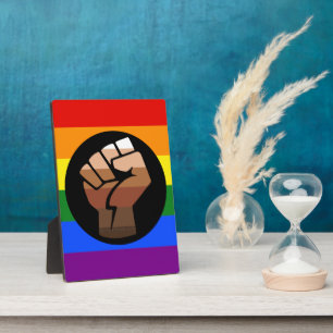 SlipperyJoe's regenboogkleuren vlag gebalde vuist Fotoplaat