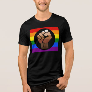 SlipperyJoe's regenboogkleuren vlag gebalde vuist Tri-Blend Shirt