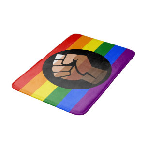 SlipperyJoe's regenboogkleuren vlag opgeheven vuis Badmat