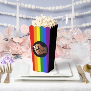 SlipperyJoe's regenboogkleuren vlag opgeheven vuis Bedankdoosjes