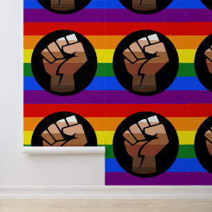 SlipperyJoe's regenboogkleuren vlag opgeheven vuis Behang