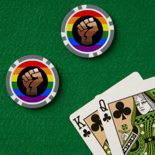 SlipperyJoe's regenboogkleuren vlag opgeheven vuis Poker Chips