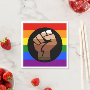 SlipperyJoe's regenboogkleuren vlag opgeheven vuis Servet