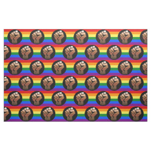 SlipperyJoe's regenboogkleuren vlag opgeheven vuis Stof