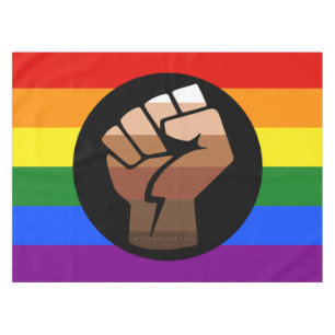 SlipperyJoe's regenboogkleuren vlag opgeheven vuis Tafelkleed