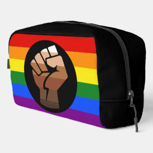 SlipperyJoe's regenboogkleuren vlag opgeheven vuis Toilettasje
