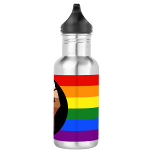 SlipperyJoe's regenboogkleuren vlag opgeheven vuis Waterfles