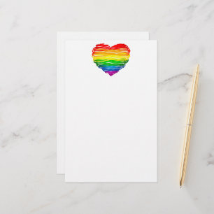 SlipperyJoe's regenboogkleurige hart gekrabbelde w Briefpapier