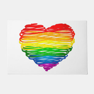 SlipperyJoe's regenboogkleurige hart gekrabbelde w Deurmat