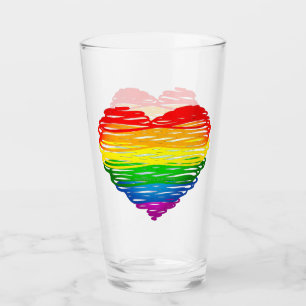 SlipperyJoe's regenboogkleurige hart gekrabbelde w Glas