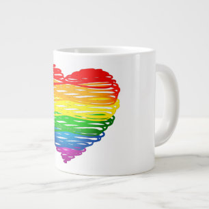 SlipperyJoe's regenboogkleurige hart gekrabbelde w Grote Koffiekop