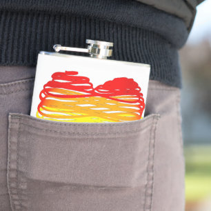 SlipperyJoe's regenboogkleurige hart gekrabbelde w Heupfles
