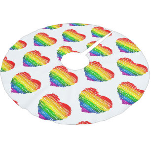 SlipperyJoe's regenboogkleurige hart gekrabbelde w Kerstboom Rok