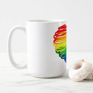 SlipperyJoe's regenboogkleurige hart gekrabbelde w Koffiemok