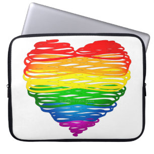 SlipperyJoe's regenboogkleurige hart gekrabbelde w Laptop Sleeve