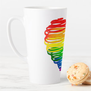 SlipperyJoe's regenboogkleurige hart gekrabbelde w Latte Mok