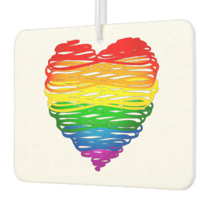 SlipperyJoe's regenboogkleurige hart gekrabbelde w Luchtverfrisser