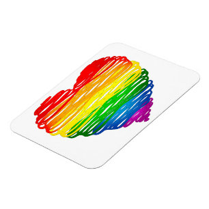 SlipperyJoe's regenboogkleurige hart gekrabbelde w Magneet