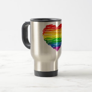 SlipperyJoe's regenboogkleurige hart gekrabbelde w Reisbeker