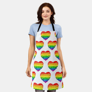 SlipperyJoe's regenboogkleurige hart gekrabbelde w Schort