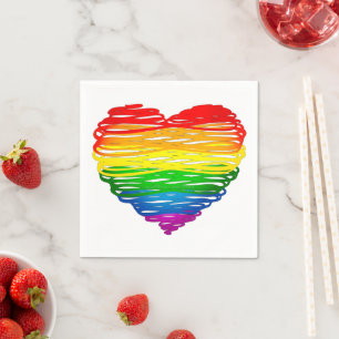 SlipperyJoe's regenboogkleurige hart gekrabbelde w Servet