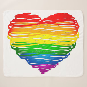 SlipperyJoe's regenboogkleurige hart gekrabbelde w Sherpa Deken