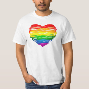 SlipperyJoe's regenboogkleurige hart gekrabbelde w T-shirt