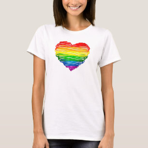 SlipperyJoe's regenboogkleurige hart gekrabbelde w T-shirt