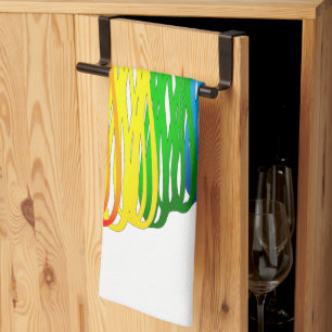 SlipperyJoe's regenboogkleurige hart gekrabbelde w Theedoek