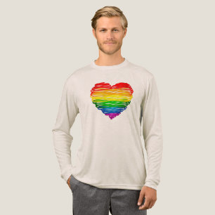 SlipperyJoe's regenboogkleurige hart gekrabbelde w Tri-Blend Shirt