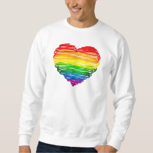 SlipperyJoe's regenboogkleurige hart gekrabbelde w Trui