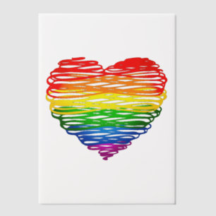 SlipperyJoe's regenboogkleurige hart gekrabbelde w Vellum Uitnodigingen
