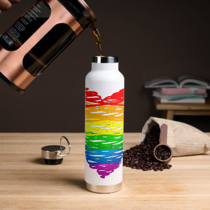SlipperyJoe's regenboogkleurige hart gekrabbelde w Waterfles